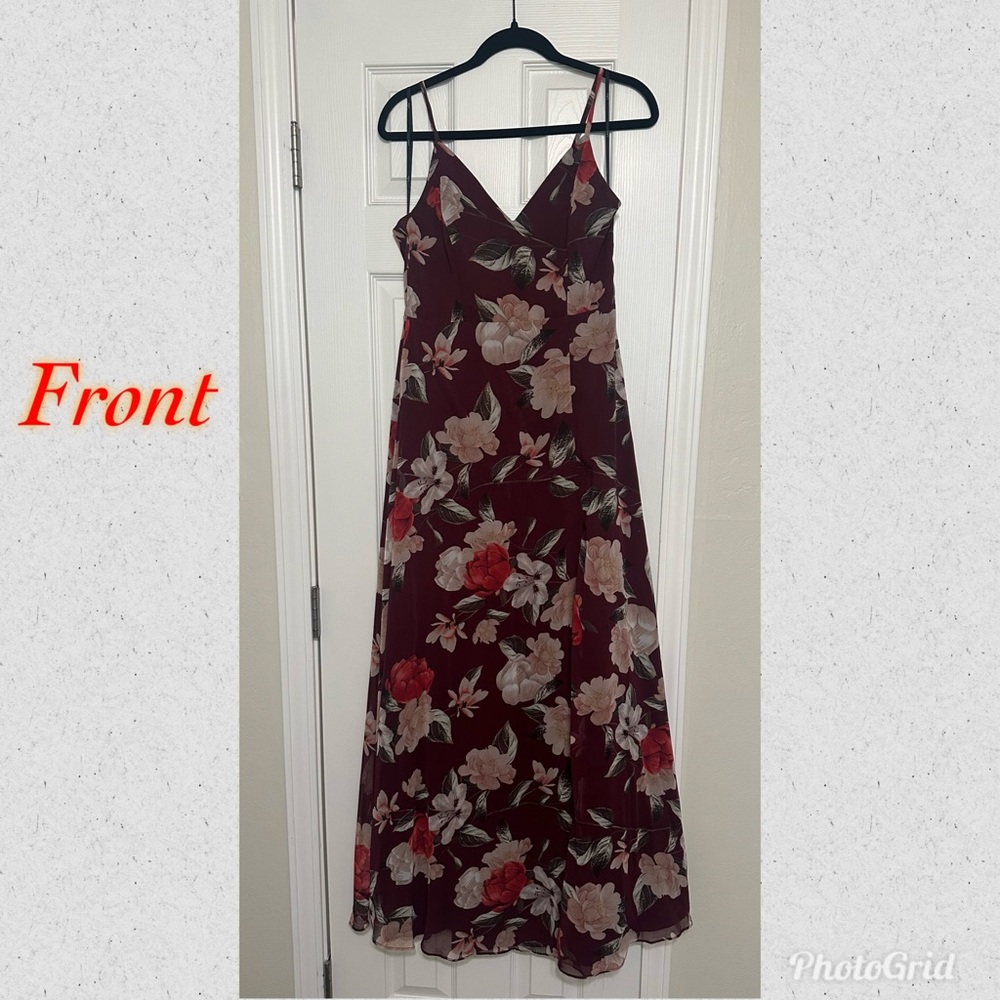 Lulu's Burgundy Floral Maxi Dress